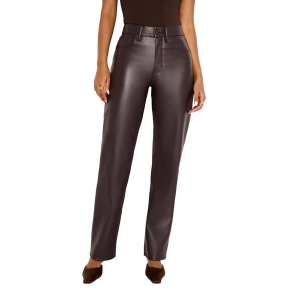 Women's GOOD AMERICAN Good Icon Faux Leather Pants 4 Bark Regular