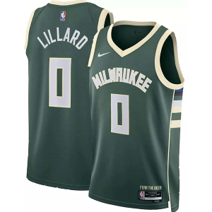 Milwaukee Bucks Damian Lillard #0 Nike Swingman Jersey 2XLarge Fir