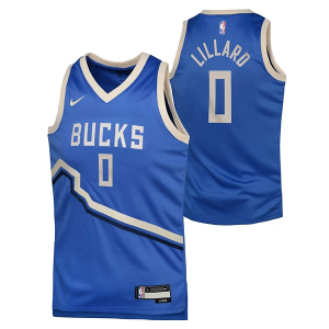 Kids' Milwaukee Bucks Damian Lillard #0 Nike 2024 City Edition Jersey XLarge Royal