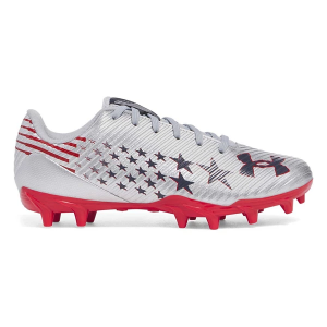 Boys' Under Armour Blur Select USA Jr. Molded Football Cleats Little 1.5 Grey Heather/Red