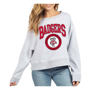 Wisconsin Badgers Chicka-D Women's Crew Small Heather Grey