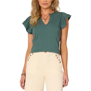Women's Democracy Flutter Cap Sleeve Shirt XSmall Green