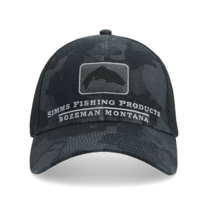 Simms Trout Icon Trucker Adjustable Hat One Size Regiment Camo Carbon