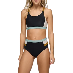 Women's prAna Baja Bound Sport Swim Bikini Top Sporty XSmall Black Colorblock