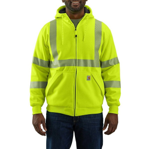 Men's Carhartt High Visibility Rain Defender Loose Fit Midweight Thermal Lined Work Hoodie Large Tall Brite Lime