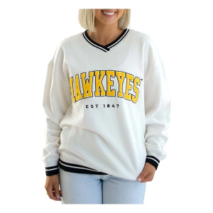 Iowa Hawkeyes Gameday Social Women's Crew Small White
