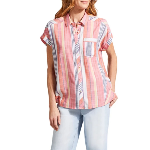 Women's Tribal Asymmetrical Panels Button Up Shirt XLarge Peridust
