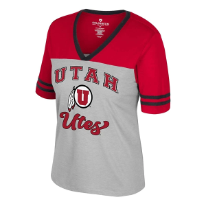 Utah Utes Colosseum Women's Second Choice T-Shirt Large Light Grey/Red