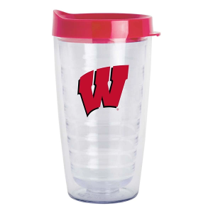 Logo Brands Wisconsin Badgers 16oz. Flipside Double Wall Clear Tumbler