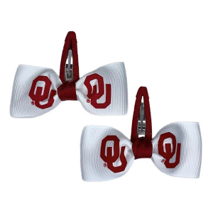 Usa Licensed Bows Kids' Oklahoma Sooners 2pk Hair Clippies