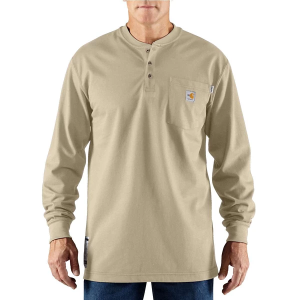 Men's Carhartt Flame Resistant Force Long Sleeve Henley 2XLarge Tall Khaki
