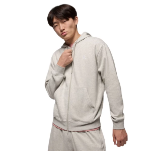 Men's Jordan Brooklyn Fleece Full Zip Hoodie Medium Grey Heather/White
