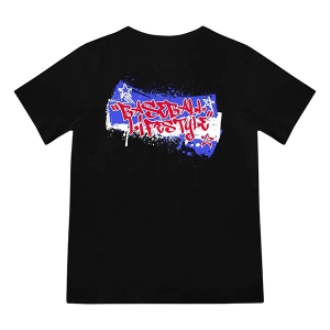 Boys' Baseball Lifestyle Graffiti Stars T-Shirt Youth Small Red/White/Blue