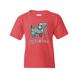 Kids' Puppie Love South Dakota Pup T-Shirt Large Coral