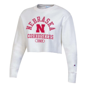 Nebraska Cornhuskers Champion Women's Crop 2XLarge White