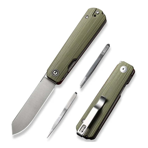 Civivi C21004B-1-CP Sendy Satin Spey Point G10 Flipper 3 In 1 Multitool Green G10 Pocket Knife