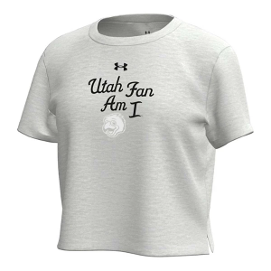 Utah Utes Under Armour Girls' Breezy Kids' Crop Small Grey Heather
