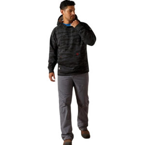 Men's Ariat FR Smoke Hoodie Long Sleeve Shirt Large Black Jungle Camo