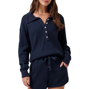 Women's TravisMathew Long Weekend Long Sleeve Henley XLarge Navy Blaze