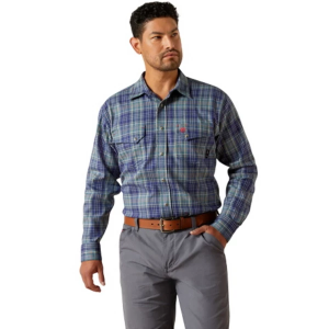 Men's Ariat FR Orson Snap Work Long Sleeve Button Up Shirt 2XLarge Orion Blue
