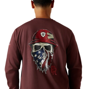 Men's Ariat FR Born For This Long Sleeve T-Shirt 2XLarge Bitter Chocolate