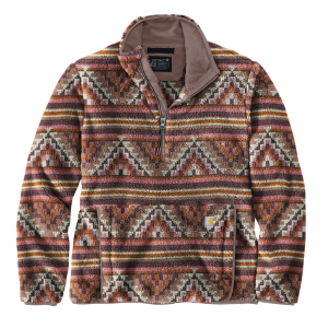 Women's Carhartt Loose Fit Fleece 1/2 Zip Pullover Small Yellowtail Mountain Print Dark Sepia