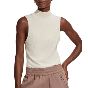 Women's Varley Caley Fitted Rib Mock Neck Tank Top XLarge Birch