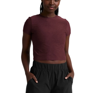 Women's Beyond Yoga Spacedye Featherweight Cropped T-Shirt XSmall Midnight Burgundy Heather