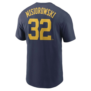 Milwaukee Brewers Jacob Misiorowski #32 Name & Number T-Shirt XLarge Navy