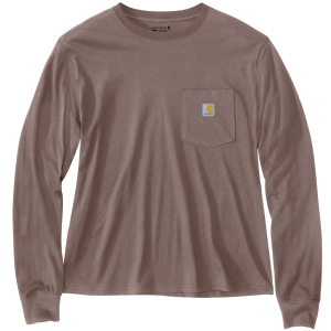 Women's Carhartt TENCEL Fiber Series Loose Fit Pocket Long Sleeve T-Shirt 2X Soft Sepia