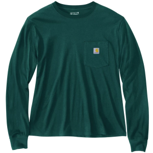 Women's Carhartt Tencel Fiber Series Loose Fit Pocket Long Sleeve T-Shirt Small Greenstone