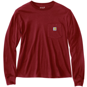 Women's Carhartt Tencel Fiber Series Loose Fit Pocket Long Sleeve T-Shirt XSmall Spice Red