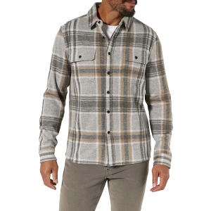 Men's 7 Diamonds Generation Long Sleeve Flannel Medium Tall Grey Heather Tan