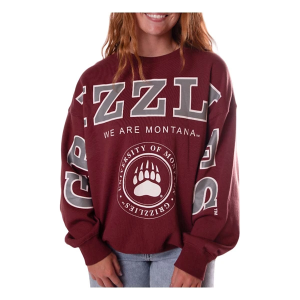 Montana Grizzlies Gameday Social Women's Crew M/L Maroon