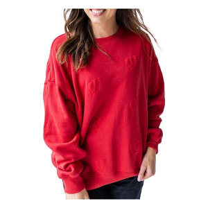 Wisconsin Badgers Gameday Social Women's Crew L/XL Red
