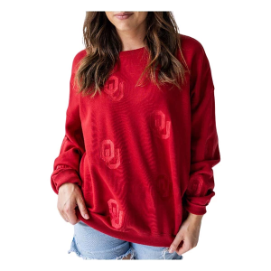 Oklahoma Sooners Gameday Social Women's Crew M/L Crimson