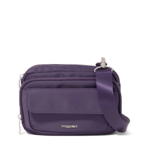 Baggallini Modern Double Zip Crossbody Deep Grape Twill