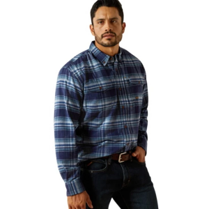 Men's Ariat Rebar Flannel Durastrech LS Work Long Sleeve Button Up Shirt Medium Monument