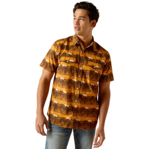 Men's Ariat Heath Retro Fit Long Sleeve Button Up Shirt XLarge Mink