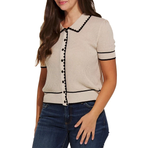 Women's DRESS FORUM Breeze Contrast Shirt Small Taupe