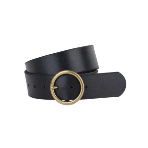 Women's Most Wanted Basic Brass Ring Leather Belt 4X Black