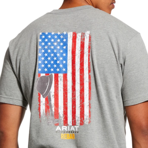 Men's Ariat Rebar Cotton Strong American Grit Graphic T-Shirt Large Grey Heather