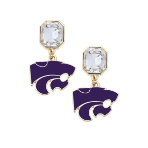 Canvas Style Kansas State Wildcats Rhinestone Enamel Logo Earrings Purple
