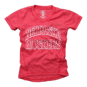 Nebraska Cornhuskers Wes and Willy Girls' Bold Kids' T-Shirt Large Cherry