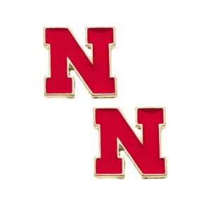 Canvas Style Nebraska Huskers Enamel Logo Stud Earrings Red
