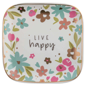 Karma Gifts Live Happy Flora Square Trinket Tray