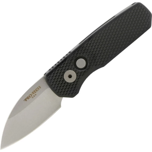 Pro-Tech R5305 Runt 5 Stonewashed Wharncliffe Folding Black Automatic Knife