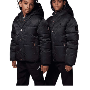 Kids' Jordan 23 Jacquard Fill Puffer Jacket Medium Black