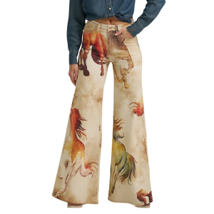 Women's Wrangler X Lainey Wilson Horse Cheeky Relaxed Fit Wide Leg Jeans Multi 27 32