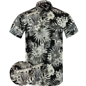 Men's Retro Rifle Bliss Vector Button Up Shirt XLarge Black Multi